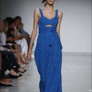 Rebecca Taylor size 6 teal matelasse cutout jumpsuit